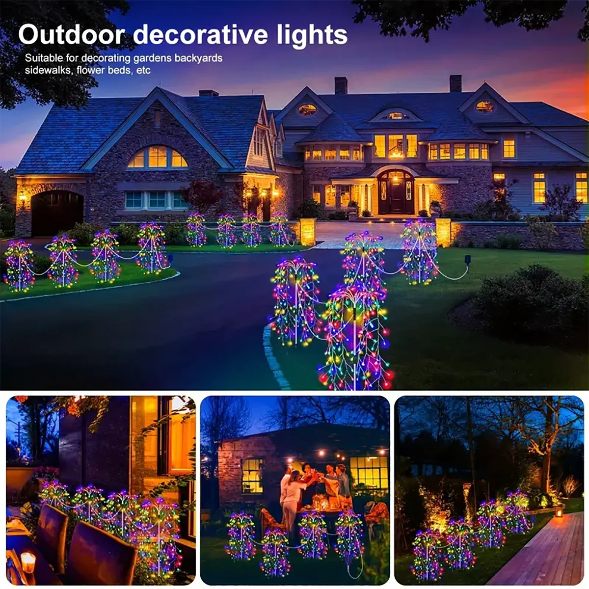 WELPUR 4Pack 680LED Christmas Solar Firecracker Lights