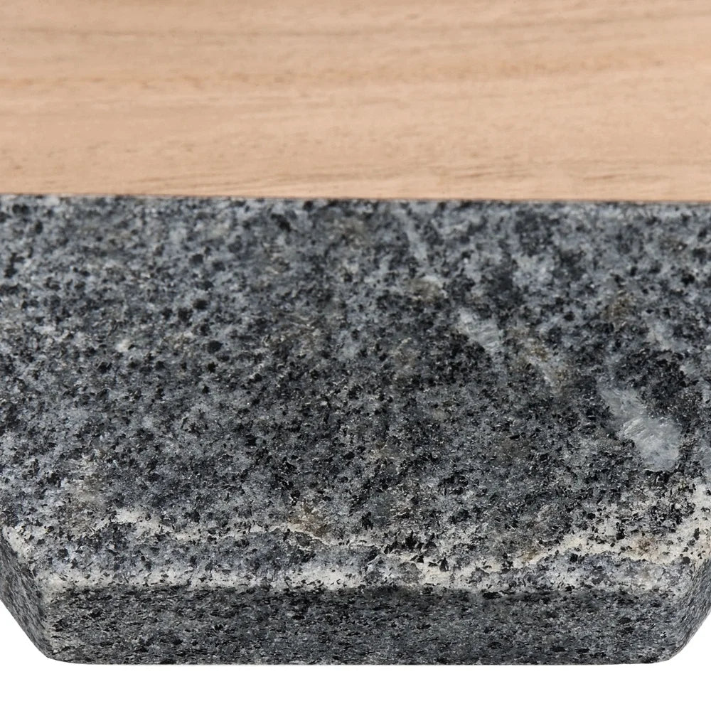 4 Piece Hexagonal Natural Wood and Stone Coaster Set Modern Home Decor Handwash Only Ideal Parties Everyday Use