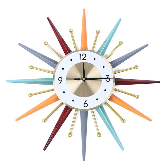 Colorful Modern Wall Clock Starburst Ball Clock Mid Century Festivel Home Decor