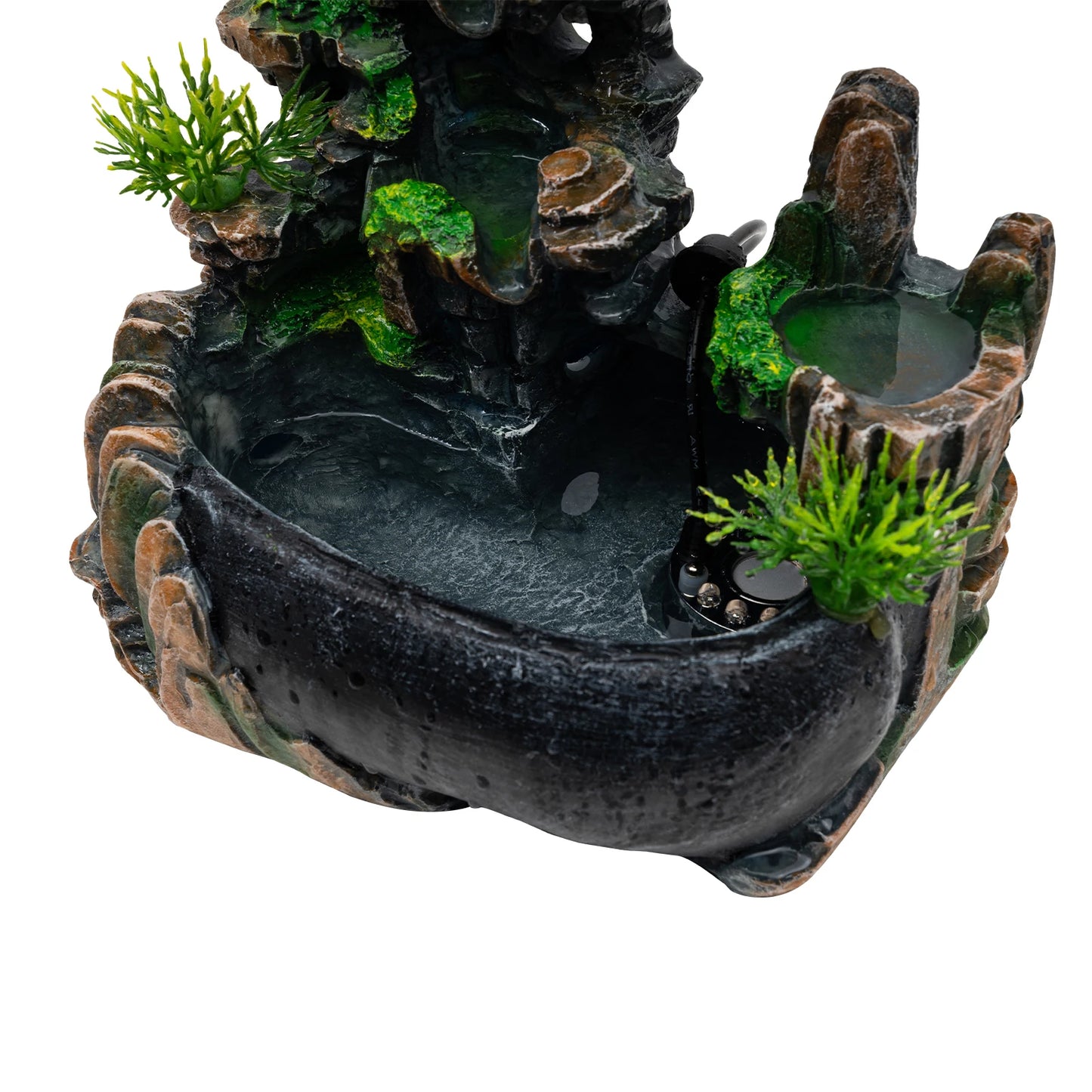 Tabletop Fountain Atomizing Desktop Humidifier with Rockery & Bonsai Waterfall Feature Fountain Desk Decoration