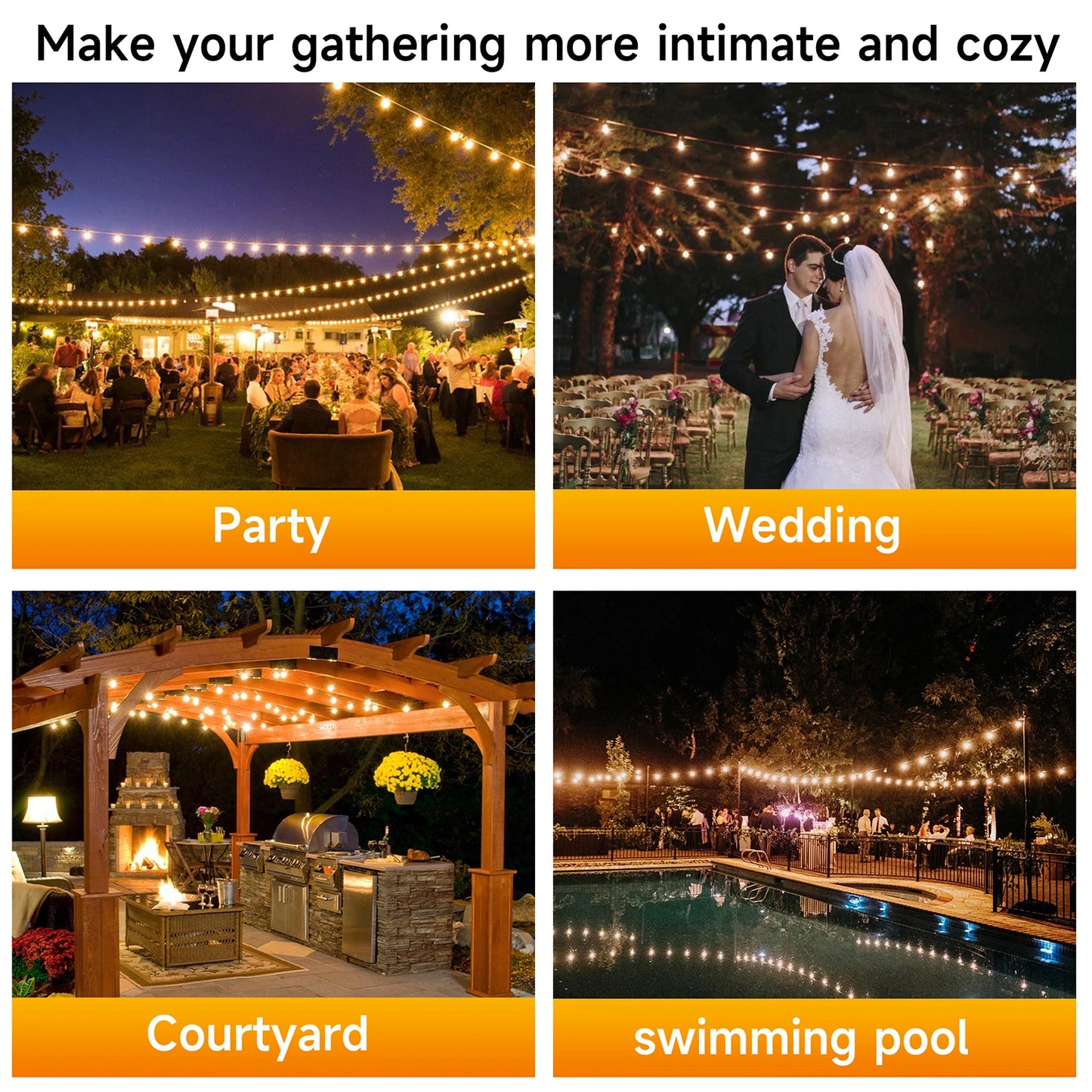 TJOY Solar Outdoor String Lights 50 LED Waterproof Patio