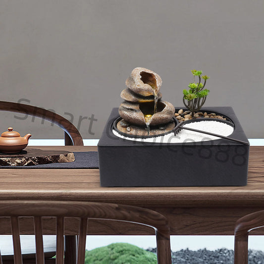 Hign-concerned Indoor Relaxation Desktop Fountain Waterfall Rockery Sand Garden