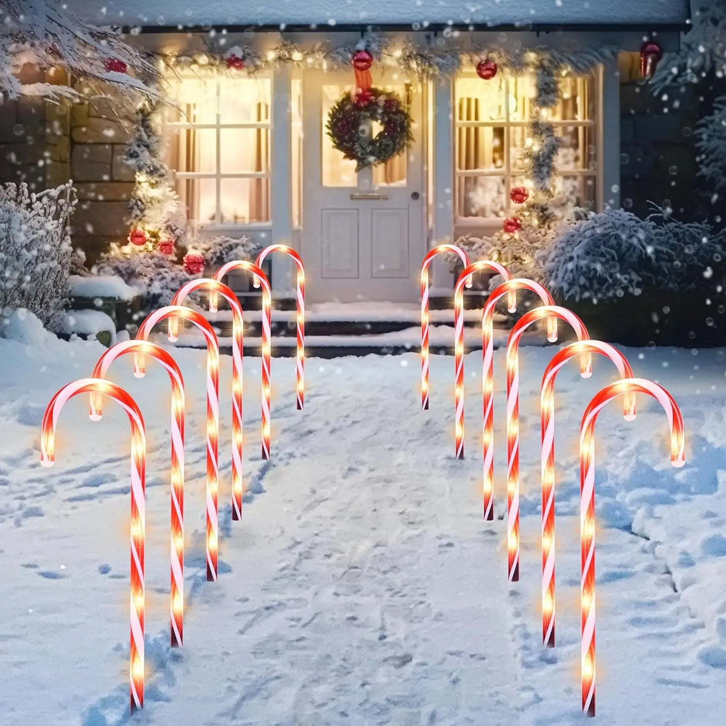 Joyfy Candy Cane Pathway Lights For Outdoor Xmas Decor 12 Pack