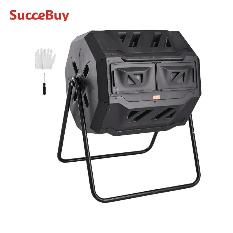SucceBuy Dual Chamber Tumbling Composter for Garden and Kitchen