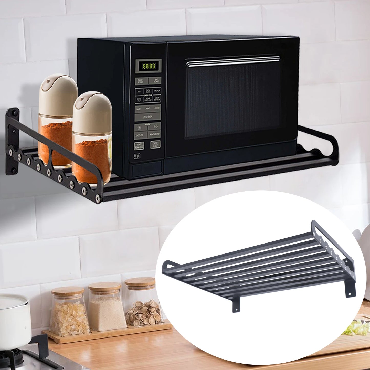 Hign-concerned Wall Mount Microwave Oven Rack 50Kg Capacity