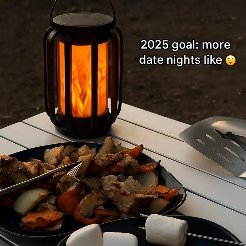 Solar Lantern Outdoor Light With Base Waterproof Flickering Flame Effect