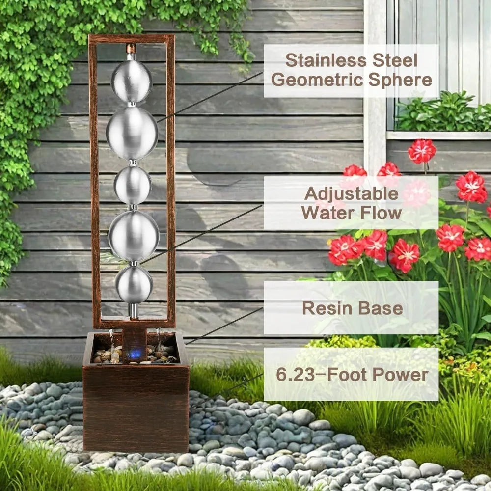 Ferrisland Outdoor Water Fountain With Pump Stainless Sphere