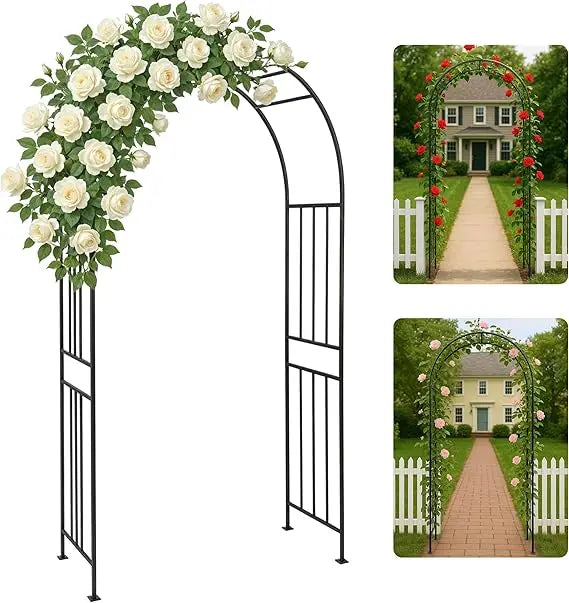 Sturdy Metal Garden Arbor Arch Trellis With Ground Stakes