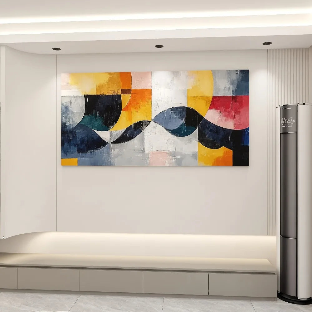 Modern abstract canvas art "Line Dance" Dynamic geometric design, 1.5 "thick heart pine frame, interior decoration