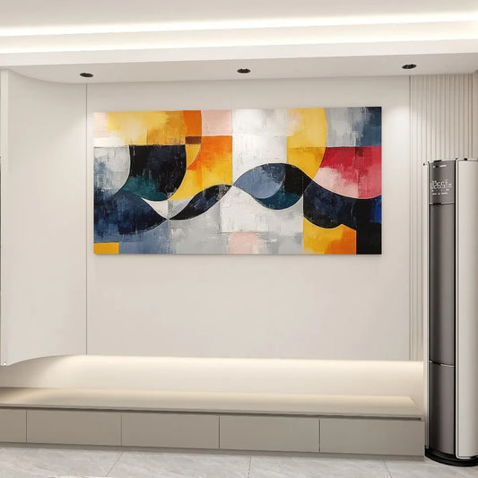 Modern abstract canvas art "Line Dance" Dynamic geometric design, 1.5 "thick heart pine frame, interior decoration