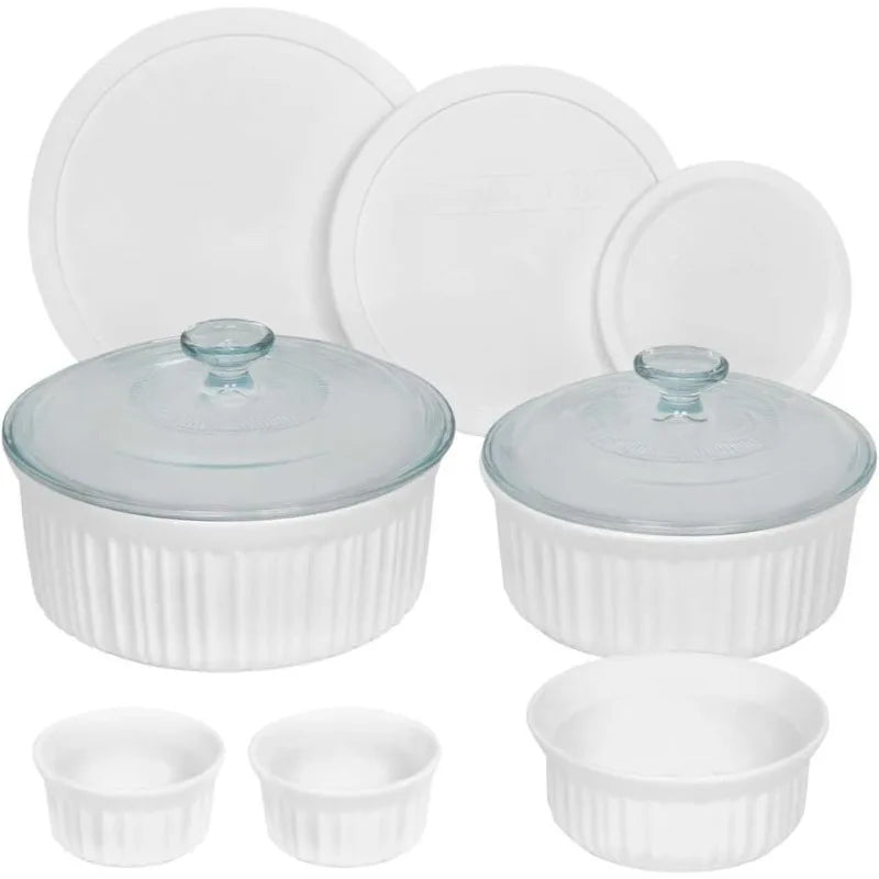 CorningWare French White Round Bakeware Set (10-Piece, White)