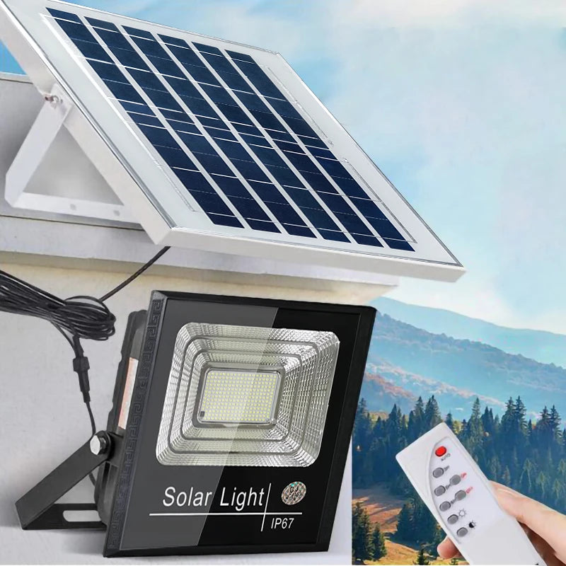 Outdoor Solar Flood Light with Remote Control IP67 for Patio