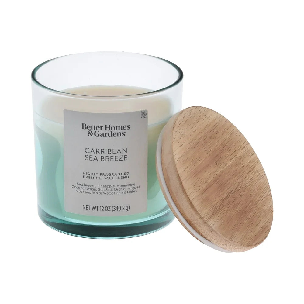 Scented 2-Wick Ombre Jar Candle 12oz with Sea Breeze Pineapple Honeydew Coconut Water and Sea Salt Fragrance Home Decor