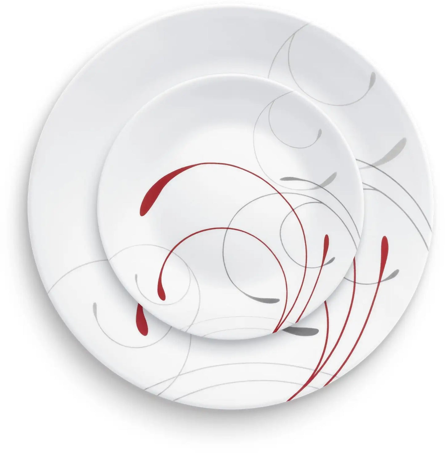 White and Red Round 12-Piece Flatware Set for Everyday Dining and Special Occasions