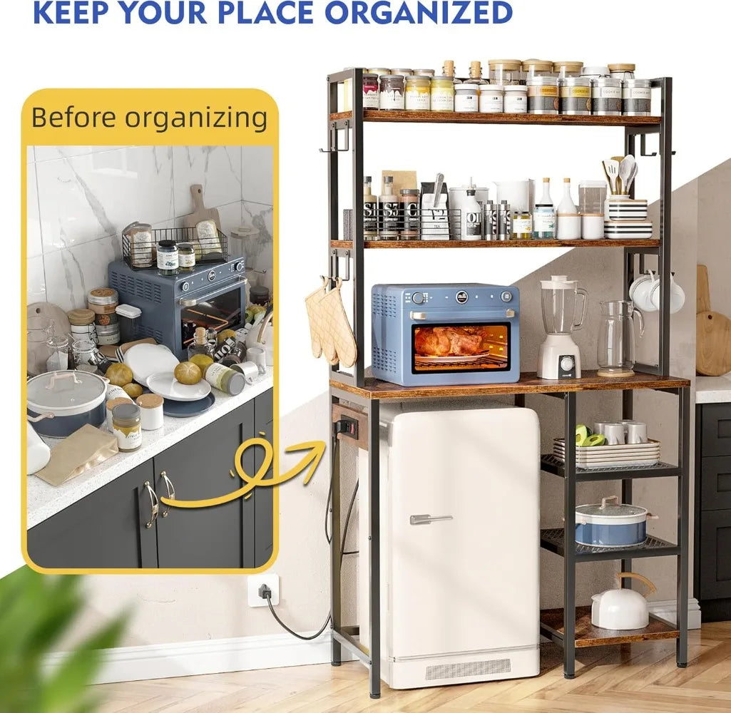 RBXCHign Bakers Rack With Storage Cabinet Microwave