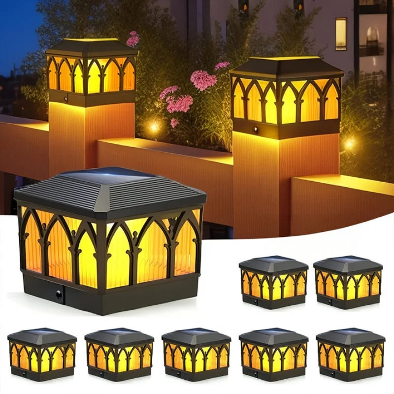 KPSTEK Solar Flame Post Cap Lights With 2 Modes IPX5