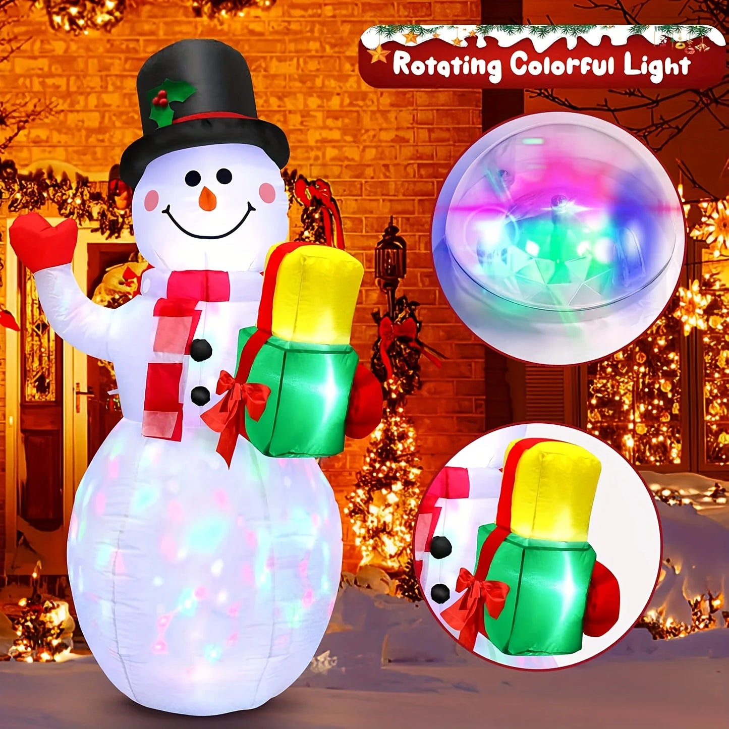 Christmas Inflatable Snowman With Built In LED Lights For Garden