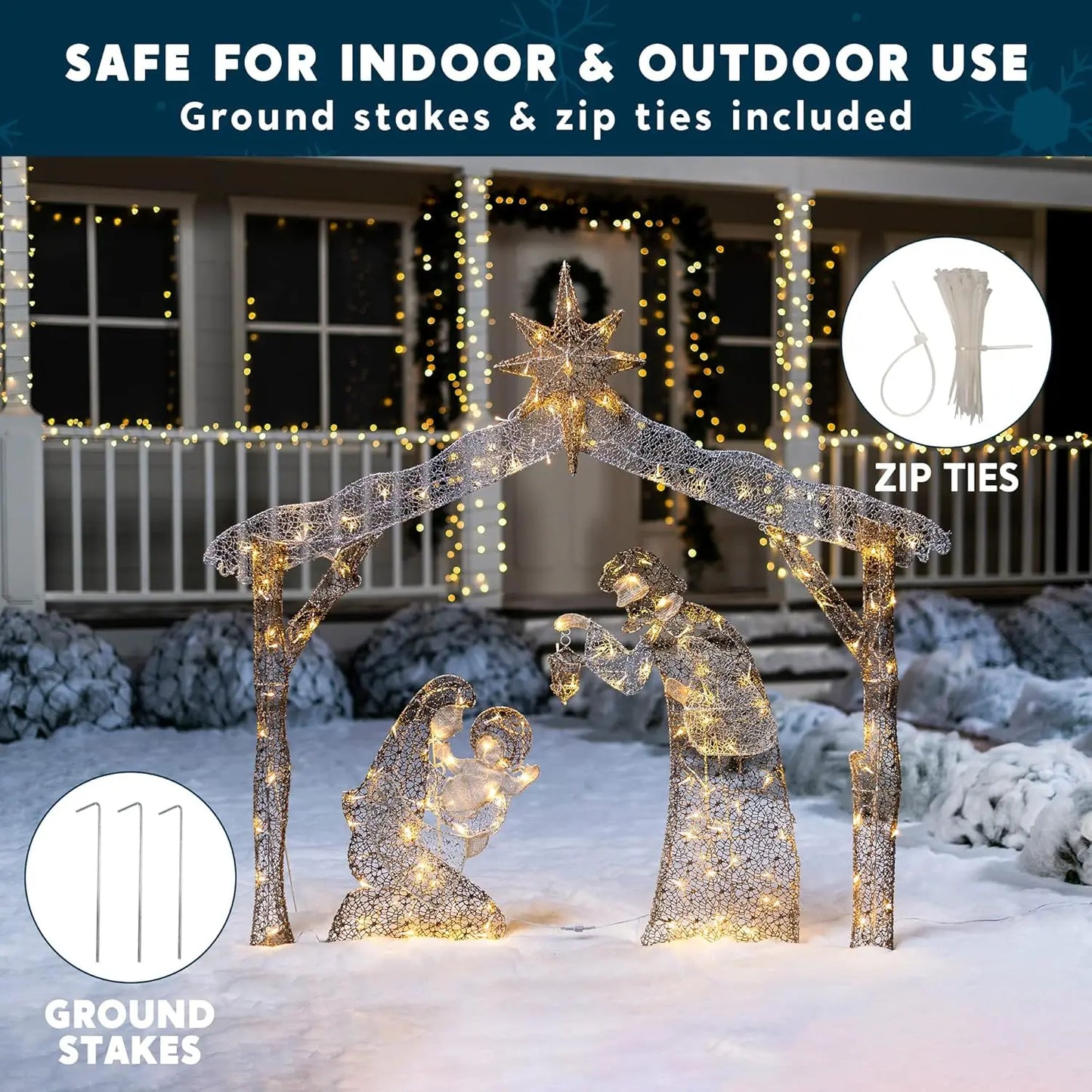 Joyfy Nativity Scene Yard Light 160 LED Outdoor Christmas Decor