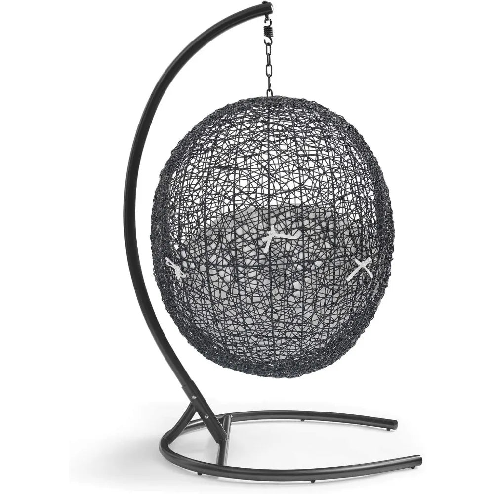 Encase Wicker Rattan Outdoor Patio Porch Lounge Egg Swing Chair with Stand