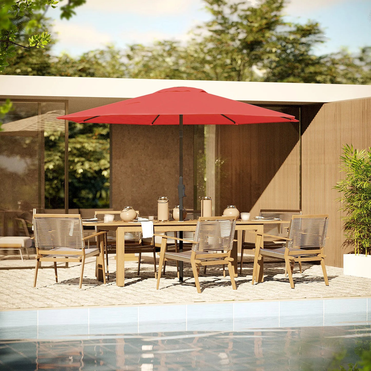Blissun Outdoor Patio Umbrella With Tilt And Crank 8 Ribs