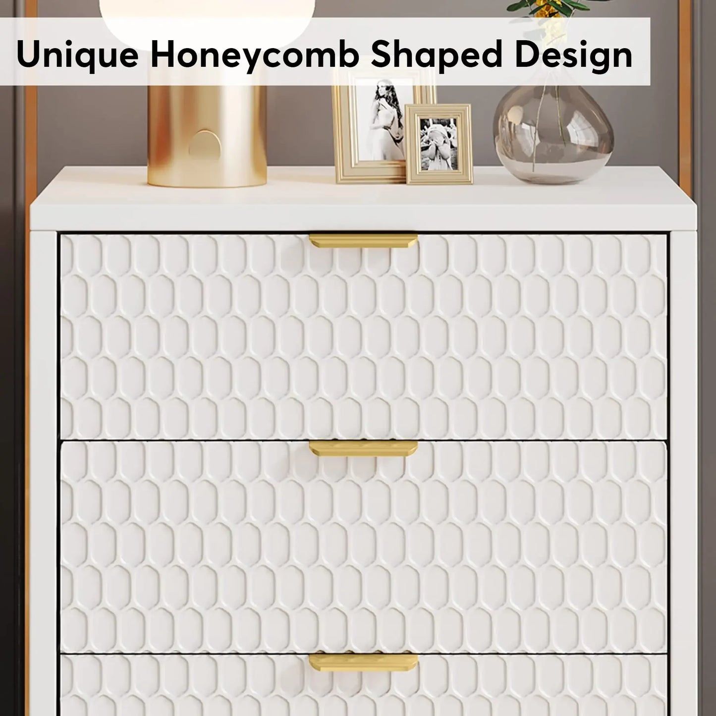 Tribesigns Modern Nightstand Table With Three Drawers