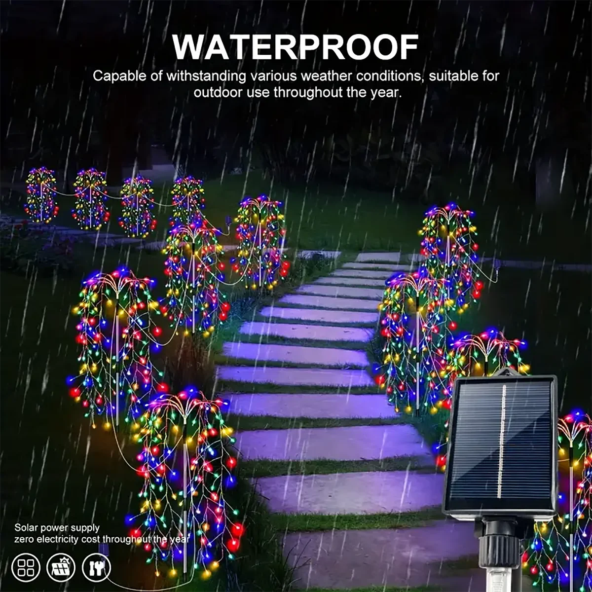 WELPUR 4Pack 680LED Christmas Solar Firecracker Lights