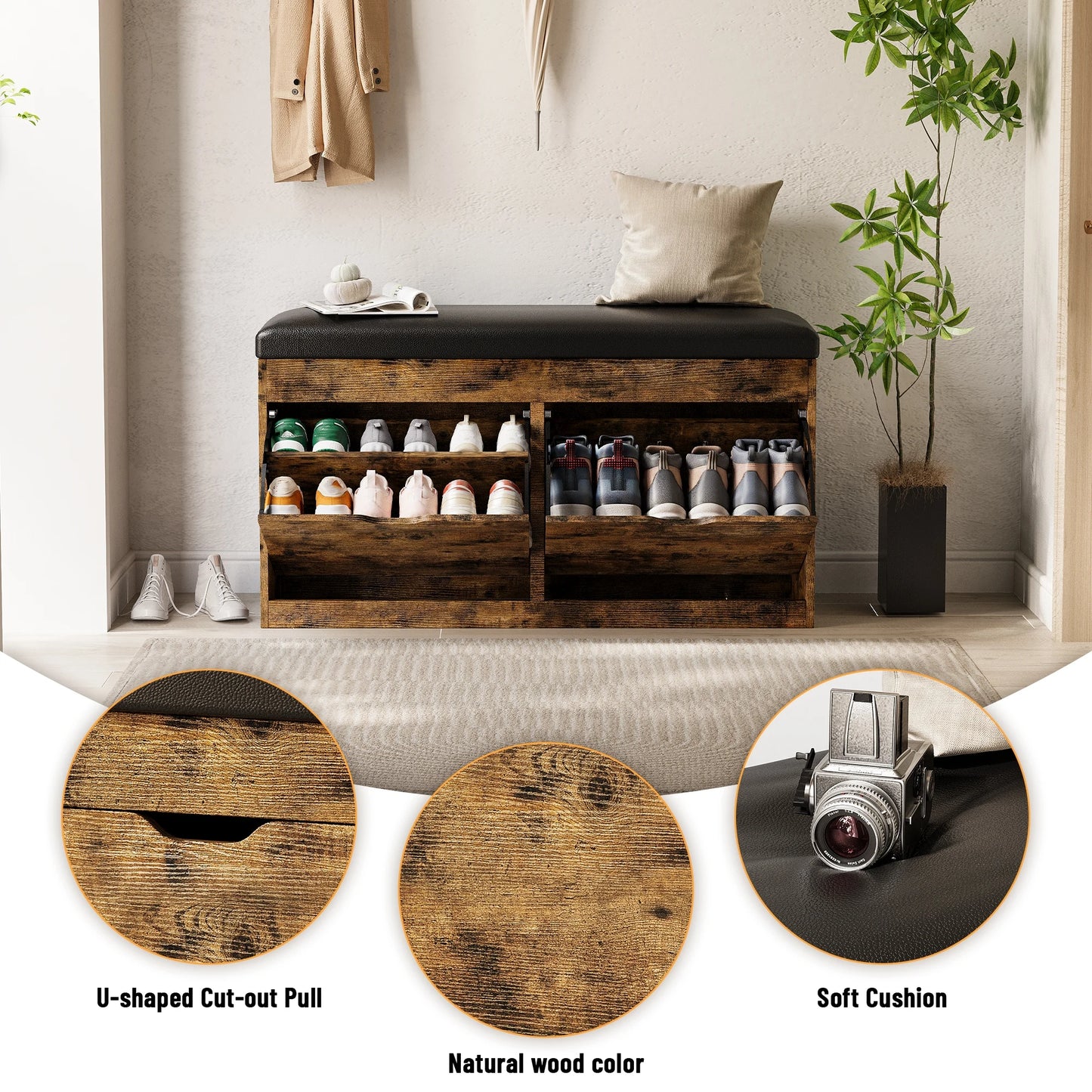 General Use Shoe Storage Bench With Lift Top And Seat