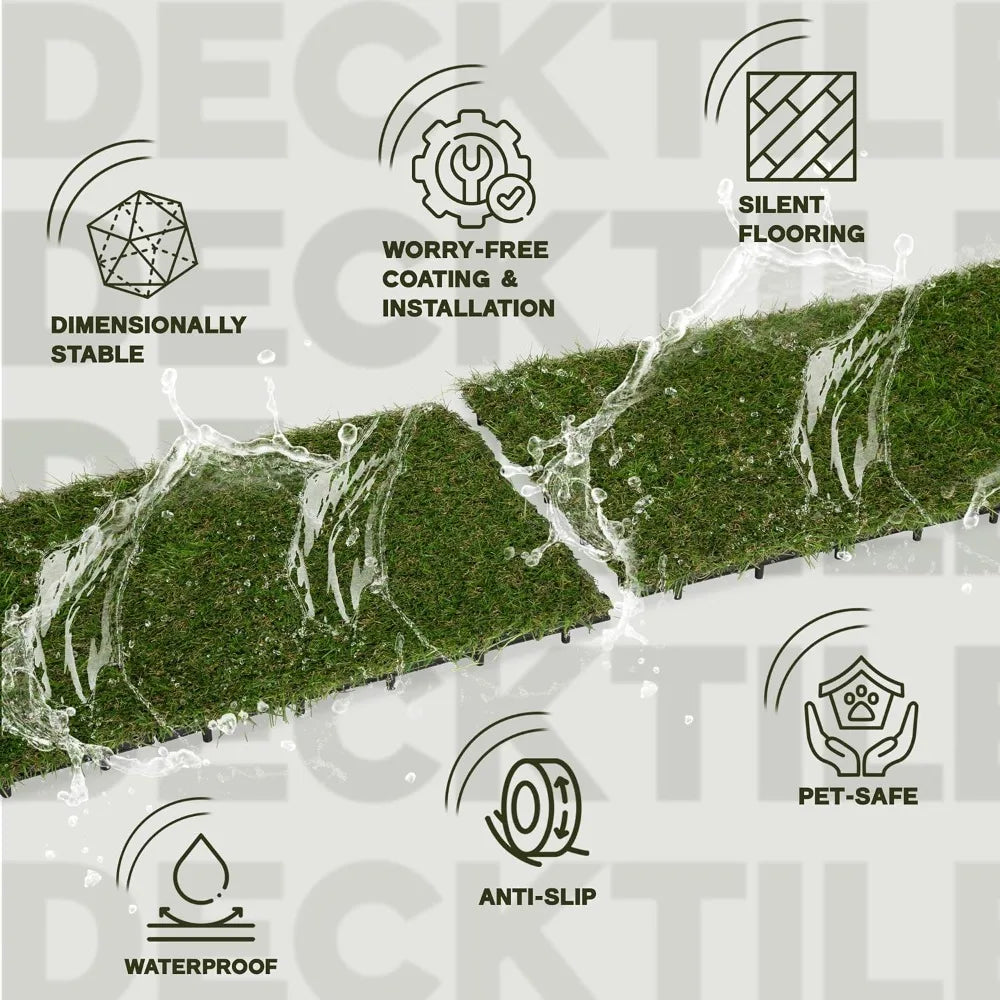 Interlocking Artificial Grass Tiles For Gardens And Balconies