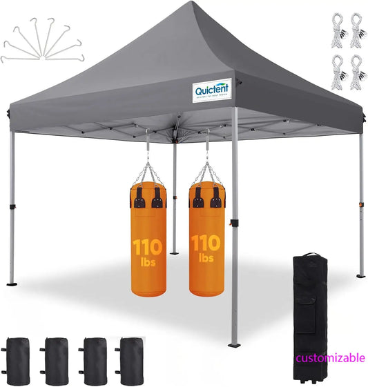 10x10 Heavy Duty Pop Up Canopy Tent- Easy up Outdoor Commercial Canopies, Waterproof, 11ft Interior Height, Easy Setup