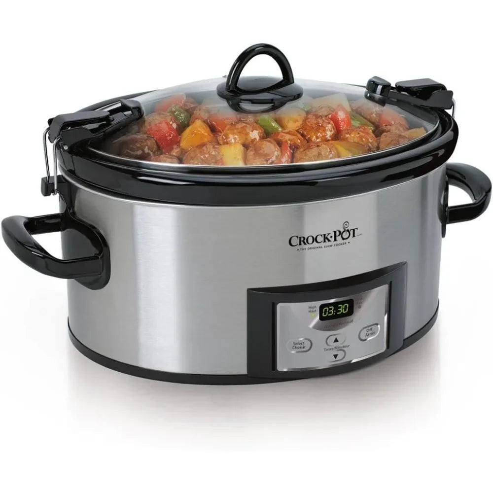 XMSJ Programmable Slow Cooker With Digital Timer And Carry Handle