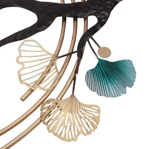 3D Ginkgo Leaf Metal Wall Decor Art Nature Wall Decor Art Wall-mounted Sculpture Decoration for Living Room Bedroom