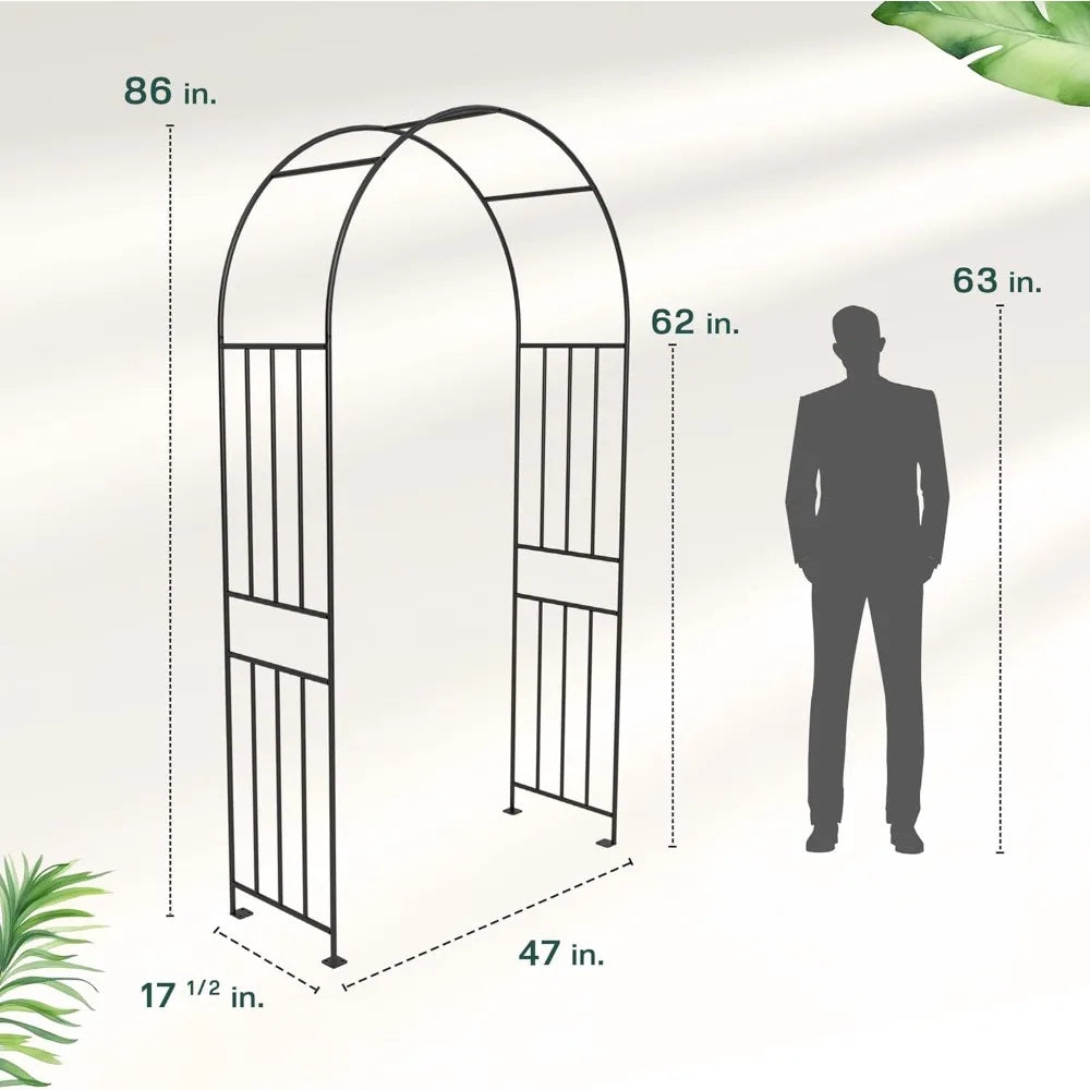 Sturdy Metal Garden Arbor Arch Trellis With Ground Stakes