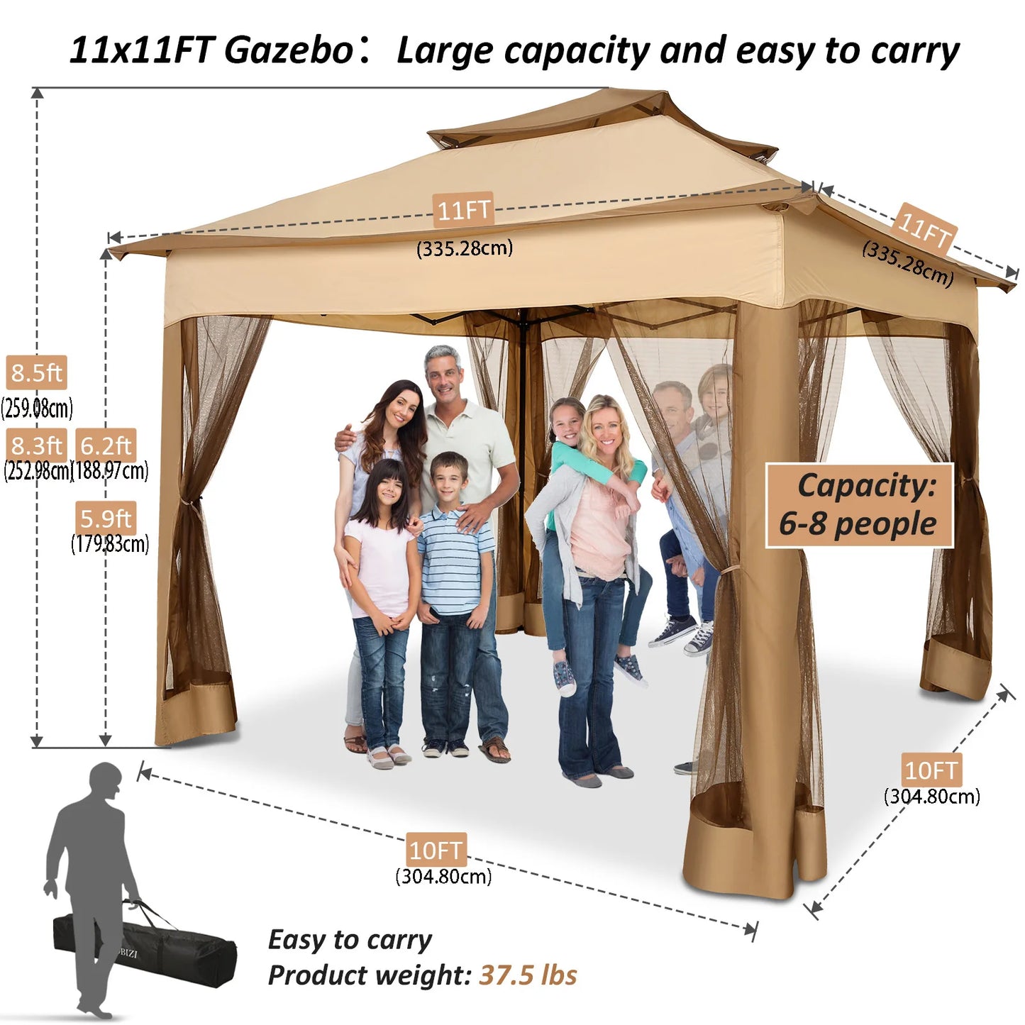 COBIZICN Pop Up Gazebo With Mosquito Netting For Quick Setup