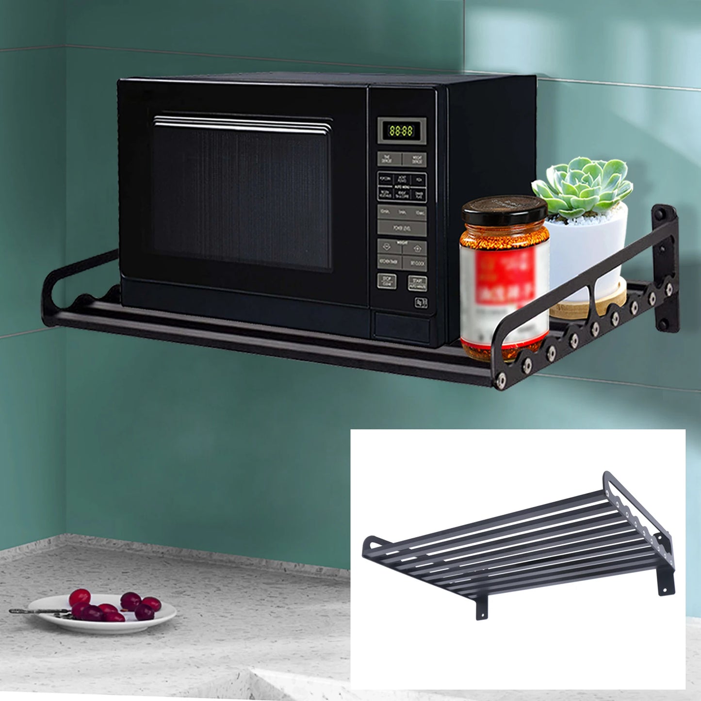 Hign-concerned Wall Mount Microwave Oven Rack 50Kg Capacity