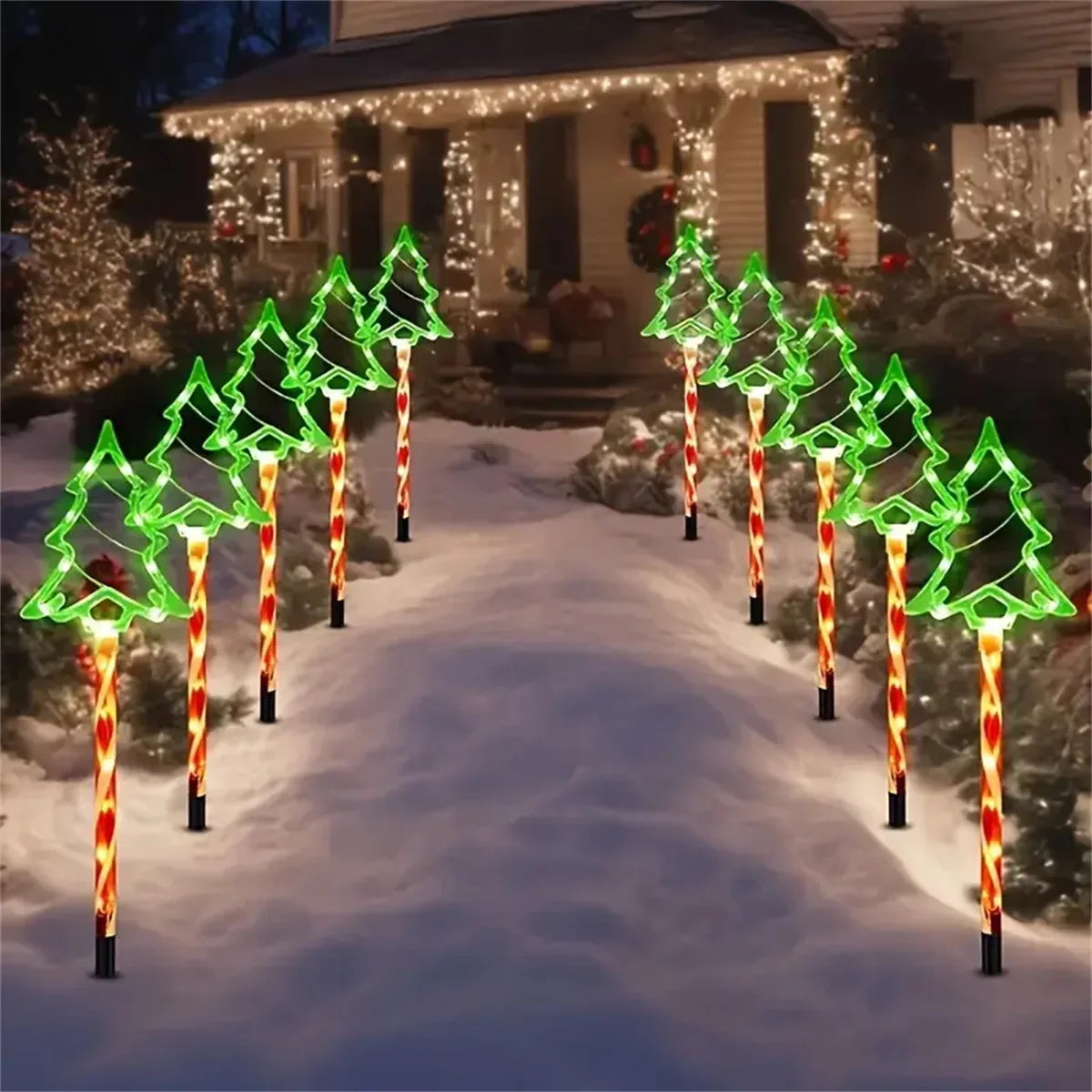 Solar Christmas Tree Ground Lights Outdoor Waterproof Decorative Lamps