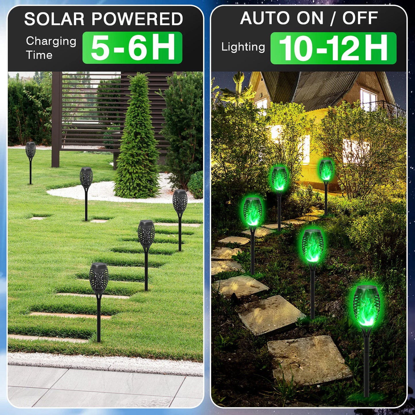 Solar Flame Light Outdoor Flickering Torch For Garden Lawn Patio