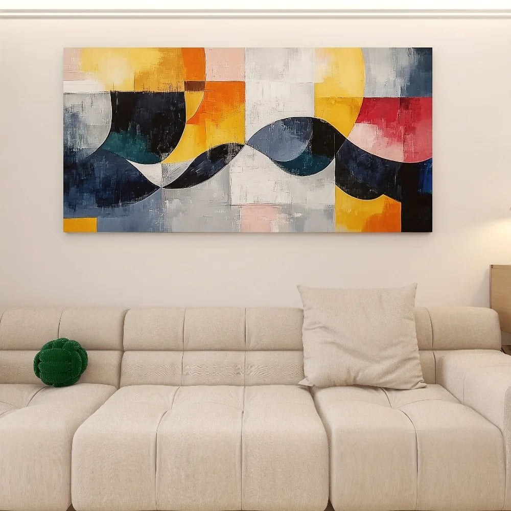 Modern abstract canvas art "Line Dance" Dynamic geometric design, 1.5 "thick heart pine frame, interior decoration
