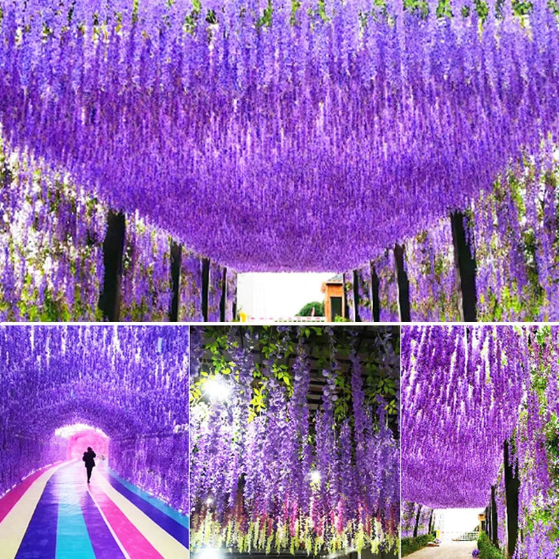 Artificial Wisteria Hanging Garland Rattan Faux Flowers Wedding Decor