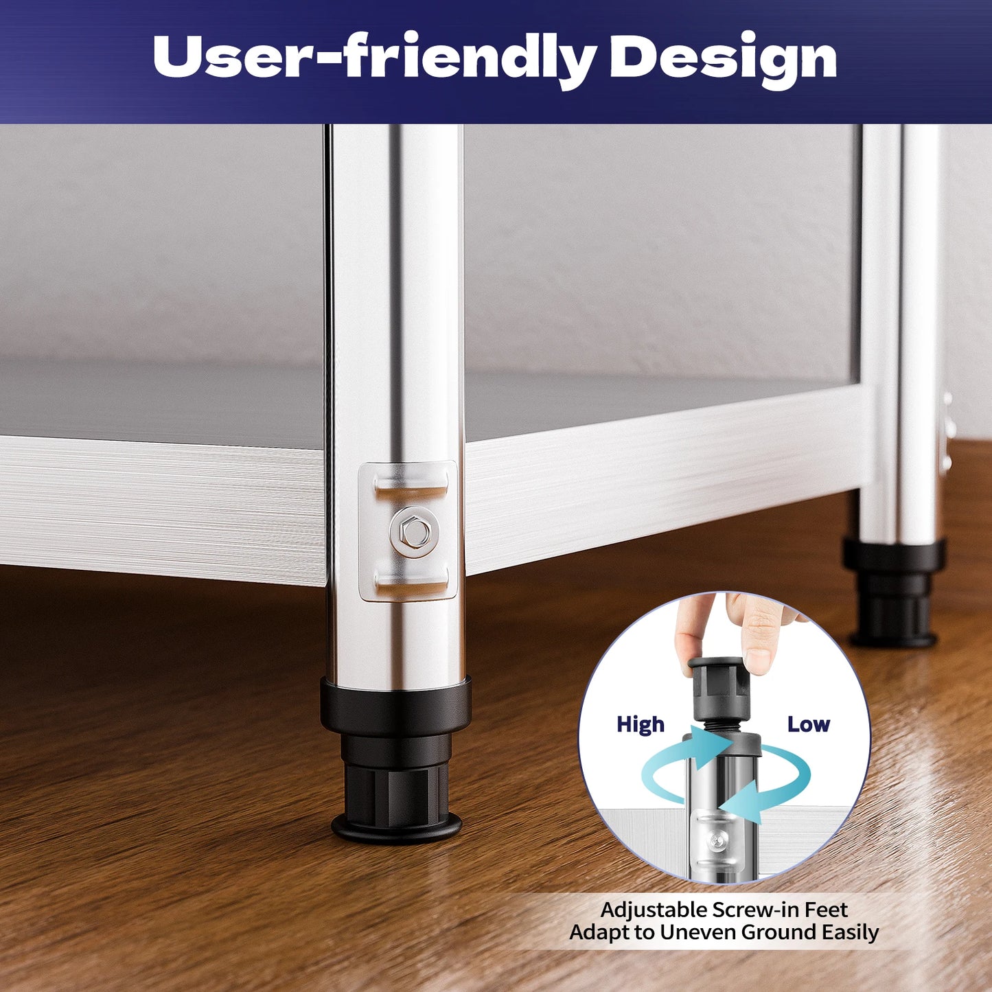 3 Tier Kitchen Storage Rack,Stainless Steel Shelves,Kitchen Storage Organizer,Microwave Rack for Pantries, Restaurants,Kitchens