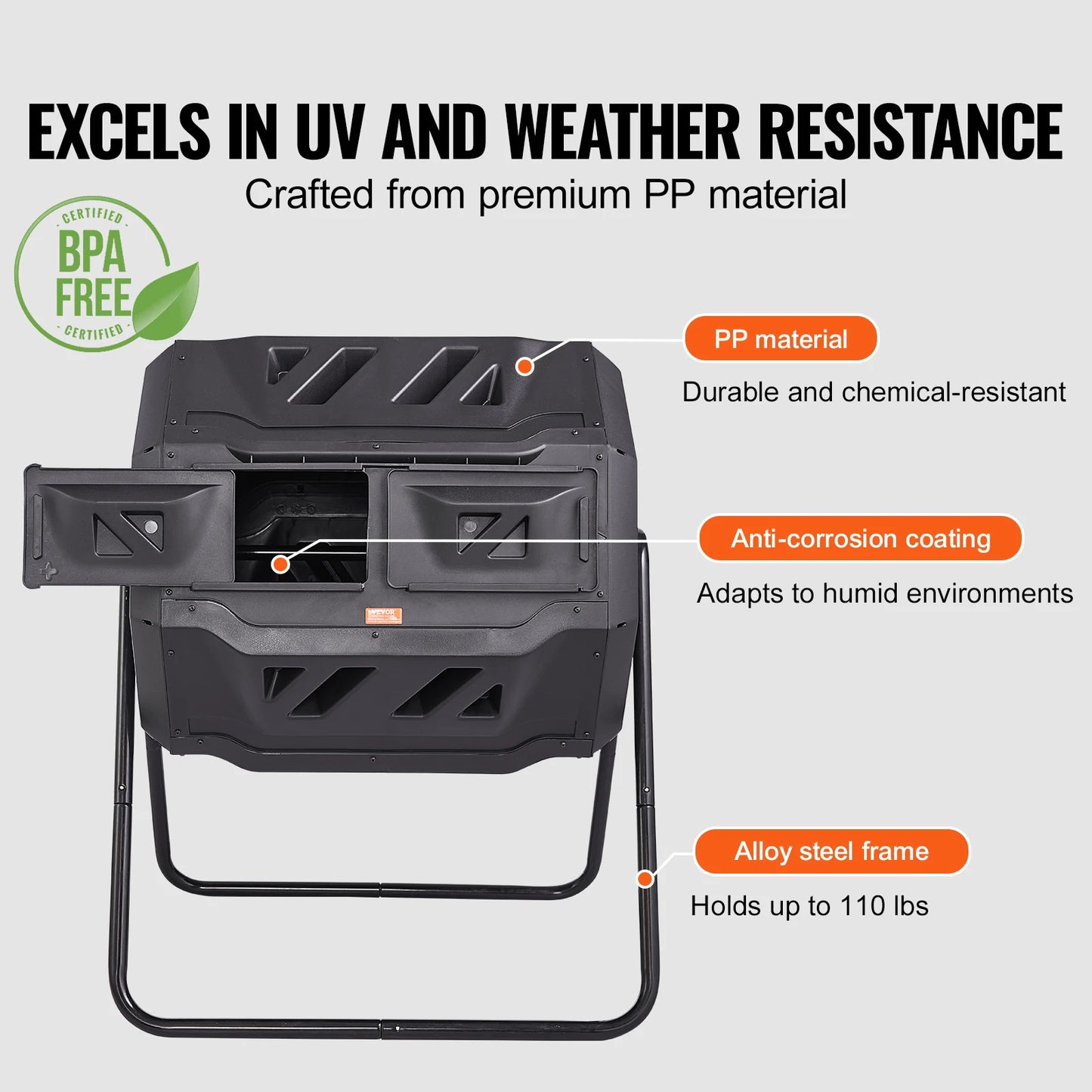 SucceBuy Dual Chamber Tumbling Composter for Garden and Kitchen